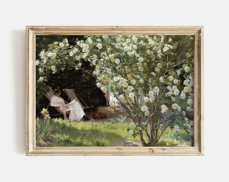 French Country Garden Painting  Vintage Print Downloadable | Etsy | Etsy SCAN