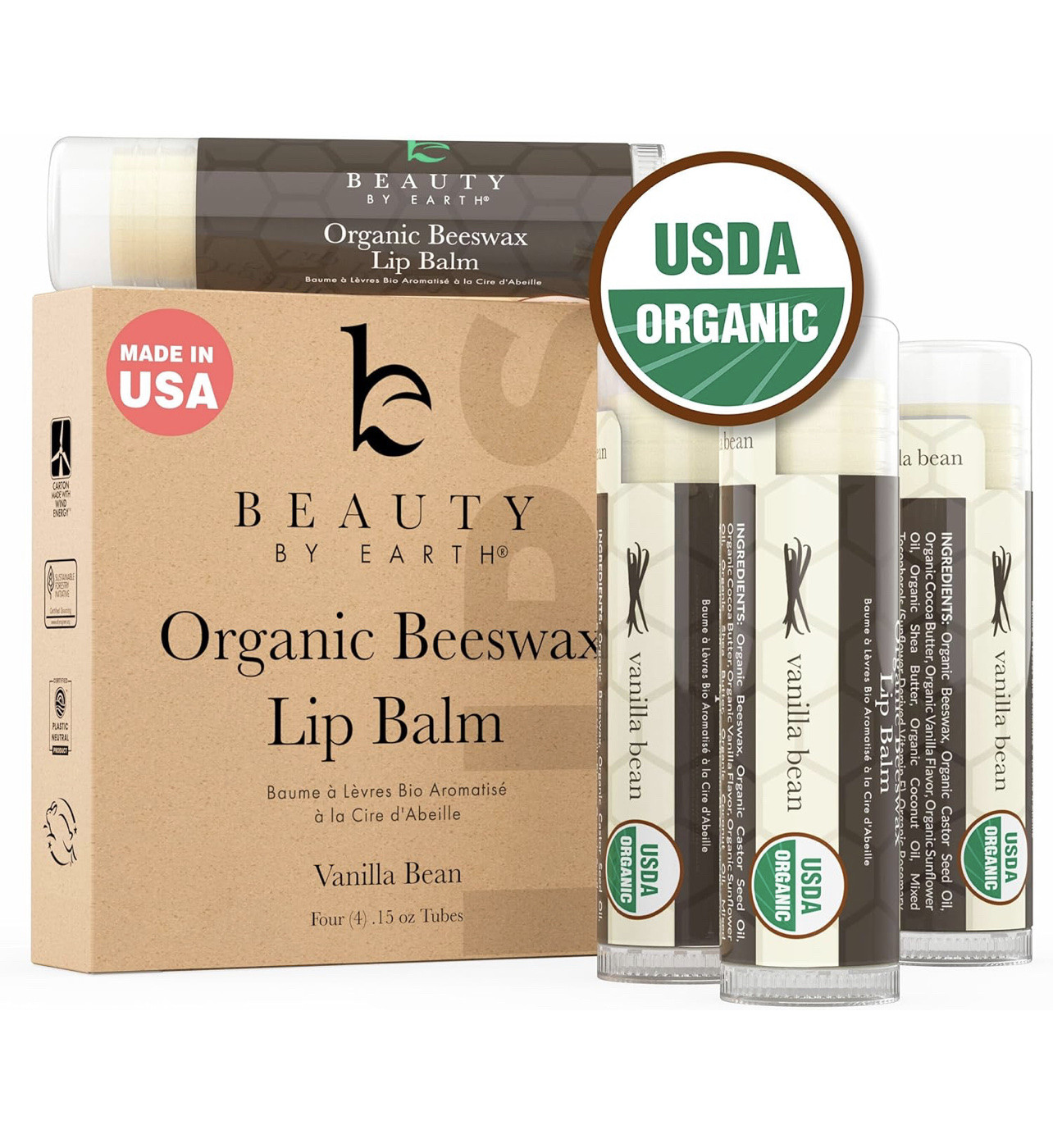 USDA Organic Lip Balm - USA Made & All Natural, Beeswax Vanilla Chapstick for Dry Lips

#LTKBeauty #LTKGiftGuide #LTKHoliday