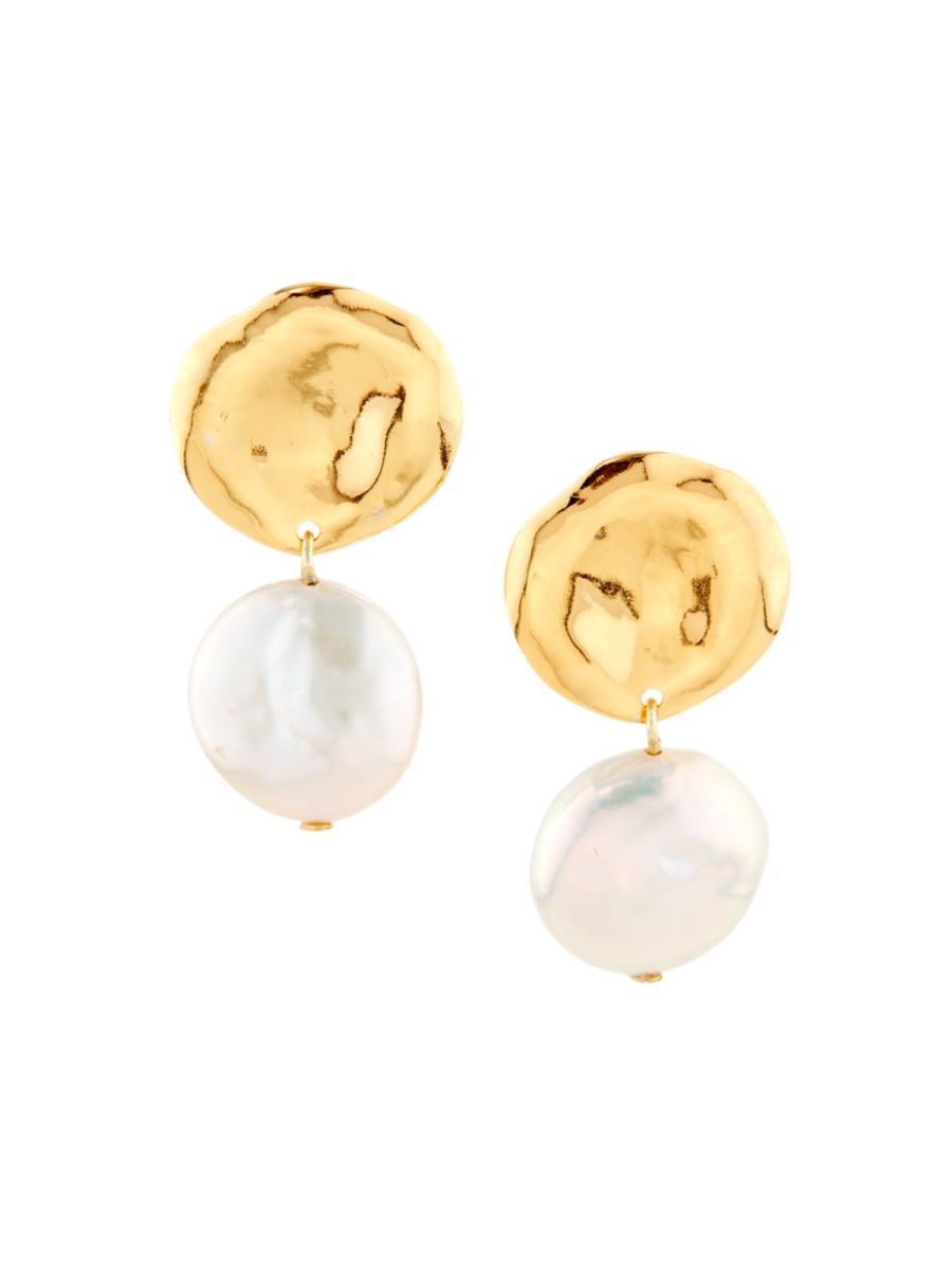 18K-Gold-Plated & Freshwater Pearl Drop Earrings | Saks Fifth Avenue