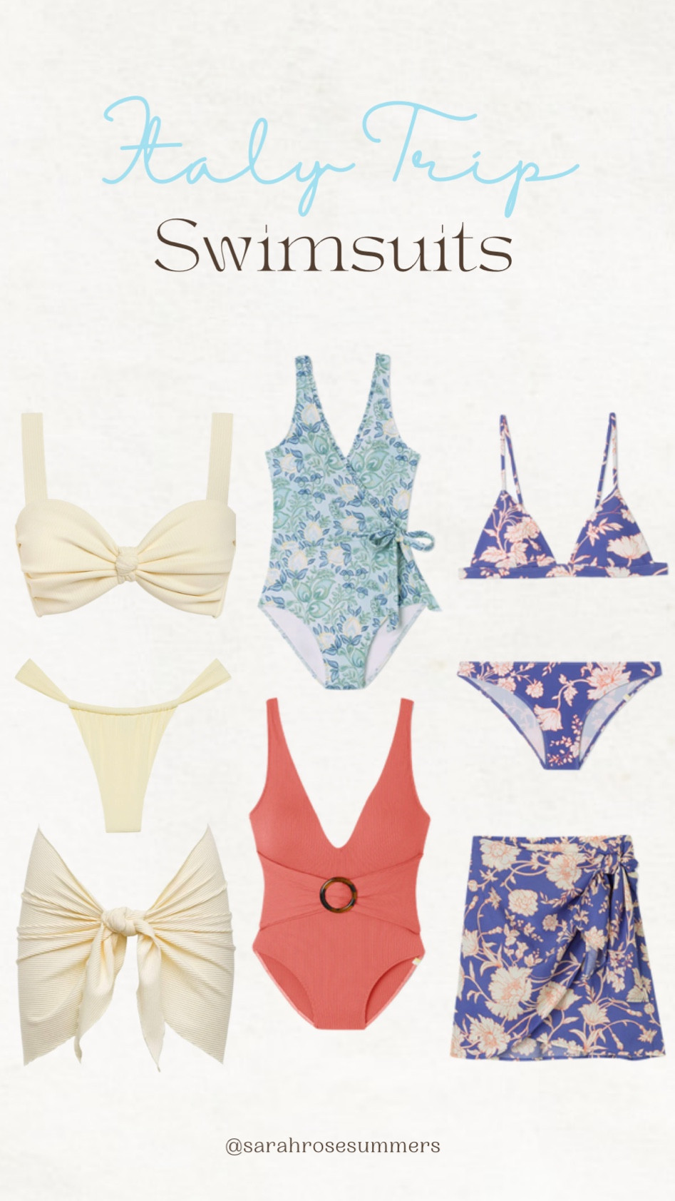 One piece swimsuits with modest family friendly fits and bikinis with swim sarong skirts for our trip to Italy’s Amalfi Coast 

#LTKSeasonal #LTKswim #LTKtravel