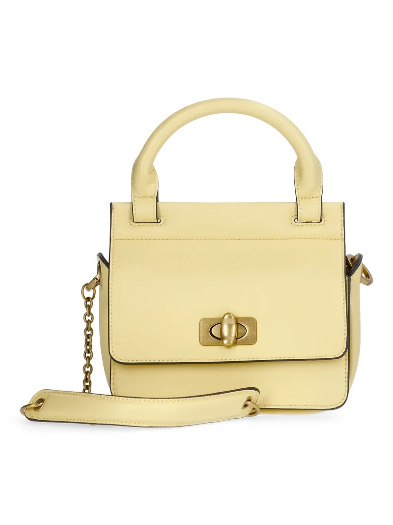 Scoop Women's Faux Leather Top Handle Mini Bag with Crossbody Strap, Yellow | Walmart (US)