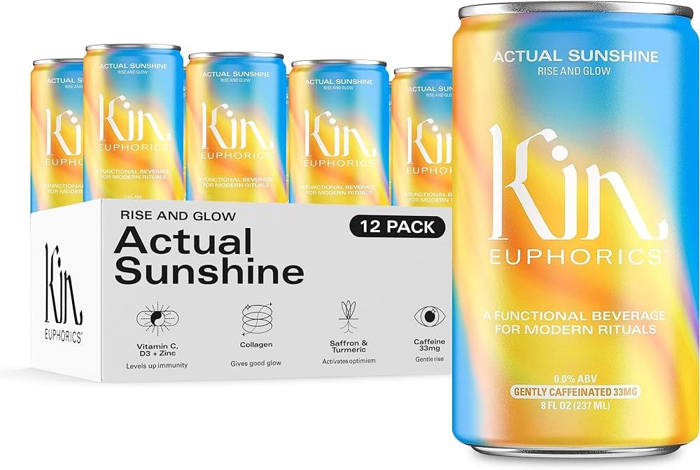 Actual Sunshine by Kin Euphorics, adaptogens, nootropics, Vitamins C, D, Zinc, Saffron, and Turme... | Amazon (US)