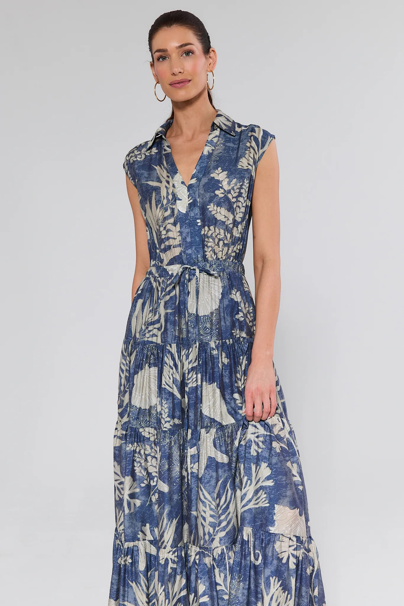 Kelsey Blue Printed Maxi Dress | Avara