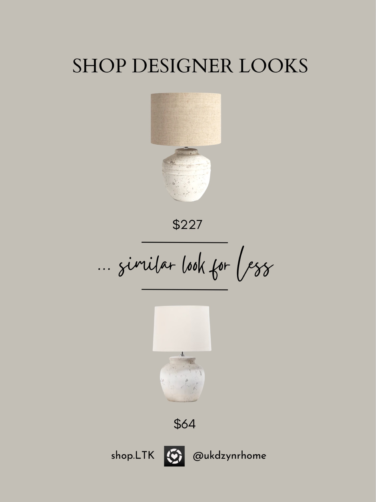 Shop Designer Looks for Less | Distressed Ceramic Table Lamps

Home Decor
Table Lamps
Lighting

#LTKhome #LTKFind