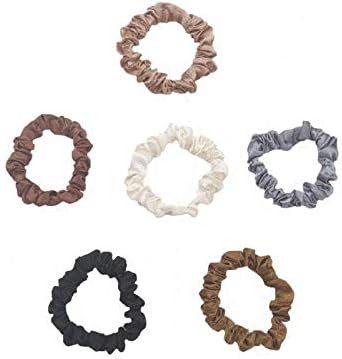 Amazon.com : SoftRound 6 Pcs Silk Hair Scrunchies Soft & Comfortable Small Silk Scrunchy Skinny H... | Amazon (US)