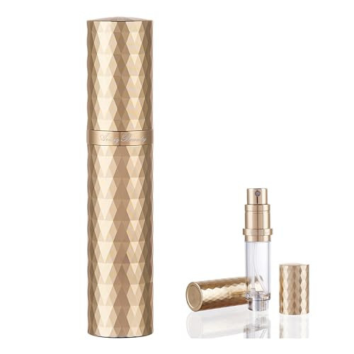 AricizBeauty Travel Refillable Perfume Atomizer 0.17fl.oz/5ml. Cologne Pocket Recyclable Portable Sprayer Bottle. Mini Scent Pump Case Dispenser Perfume Container(GOLD) | Amazon (US)
