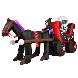Haunted Hill Farm 6 ft. Tall Pre-Lit Inflatable Skull Carriage HICARRIAGE061-L - The Home Depot | The Home Depot