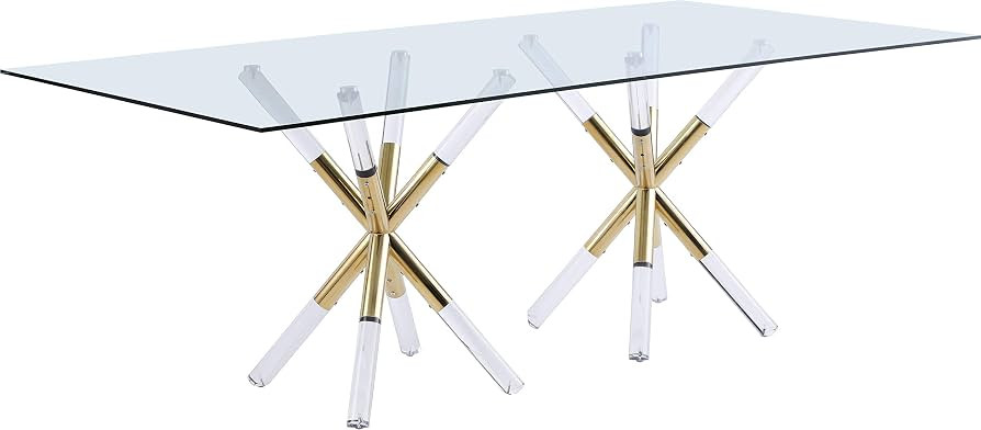 Meridian Furniture Mercury Collection Modern | Contemporary Tempered Glass Top Dining Table with ... | Amazon (US)