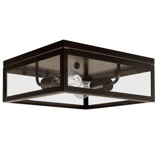 Globe Electric Memphis 2-Light Dark Bronze Flush Mount Ceiling Light 65748 - The Home Depot | The Home Depot
