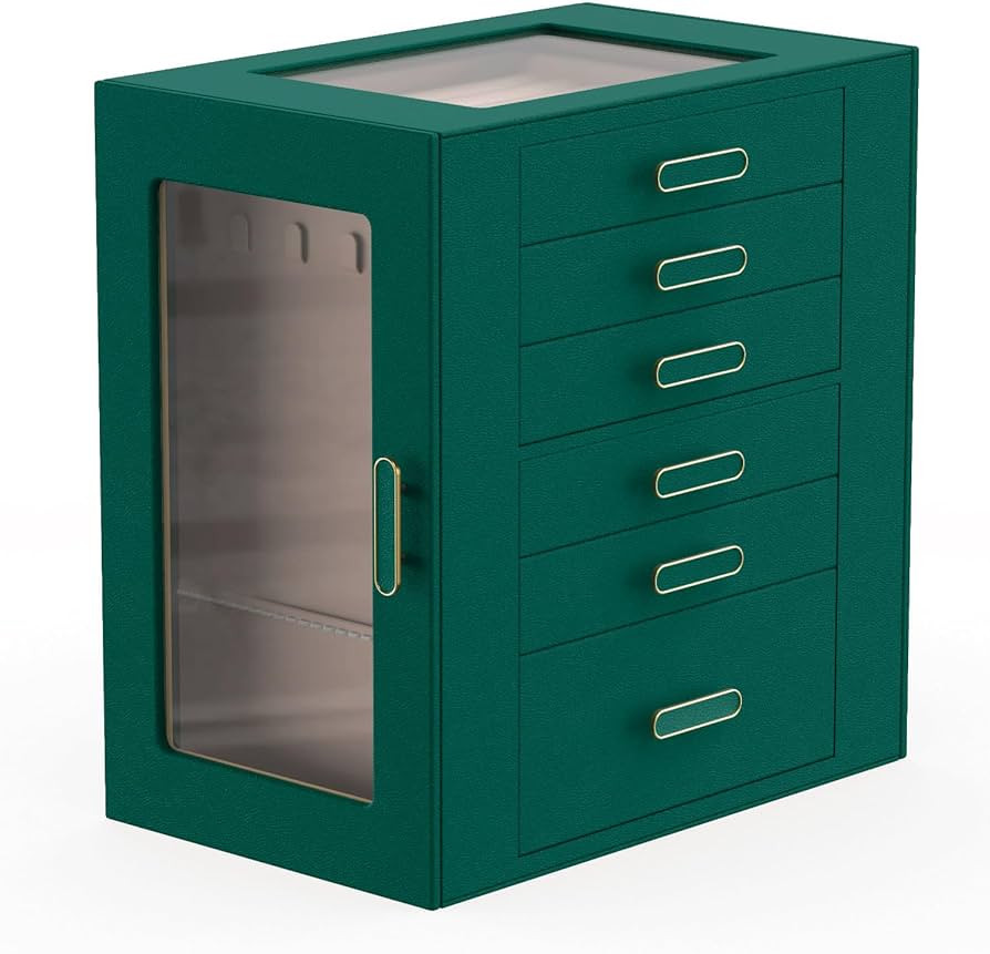 Jewelry Boxes for Women, 6 Layer Jewelry Organizer with Glass Lids, Jewelry Holder Organizer with... | Amazon (US)