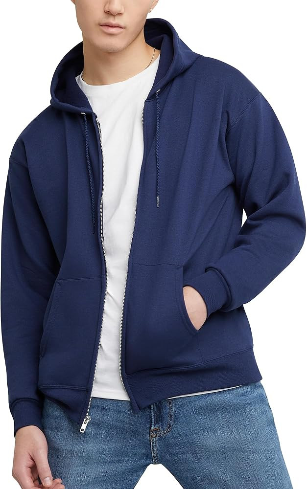 Hanes mens Zip-up Hoodie, Ecosmart Fleece Full-zip Hoodie for Men, Hooded Sweatshirt | Amazon (US)