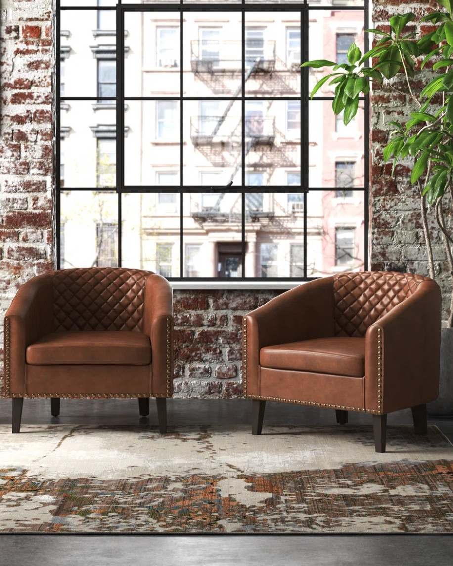 Boney 2- Piece 29" Wide Tufted Faux Leather Barrel Club Chair


#LTKHome #LTKU #LTKActive