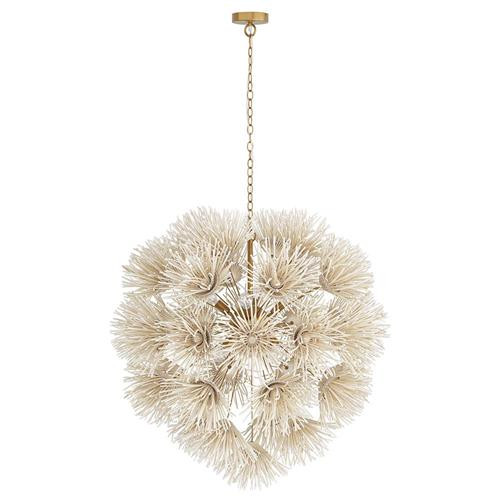 Arteriors Winona Coastal Beach White Coconut Antique Brass Steel Chandelier | Kathy Kuo Home