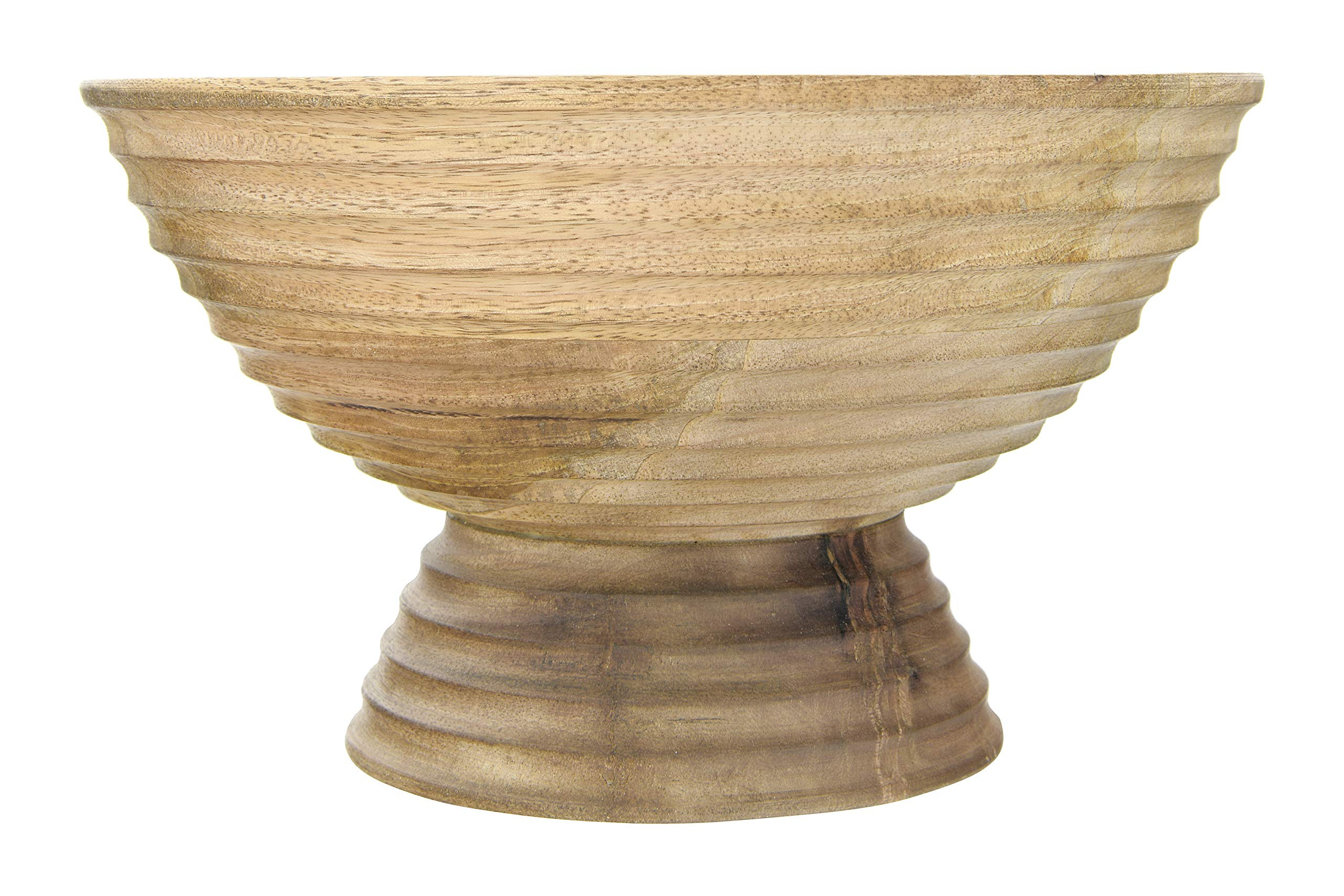 Creative Co-Op Ridged Mango Wood Footed Bowl, Brown | Amazon (US)