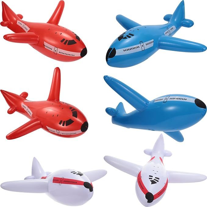 Amazon.com: 6 Pieces Inflatable Airplanes Aircraft Inflates Plane Inflated Toys for Kids Birthday... | Amazon (US)