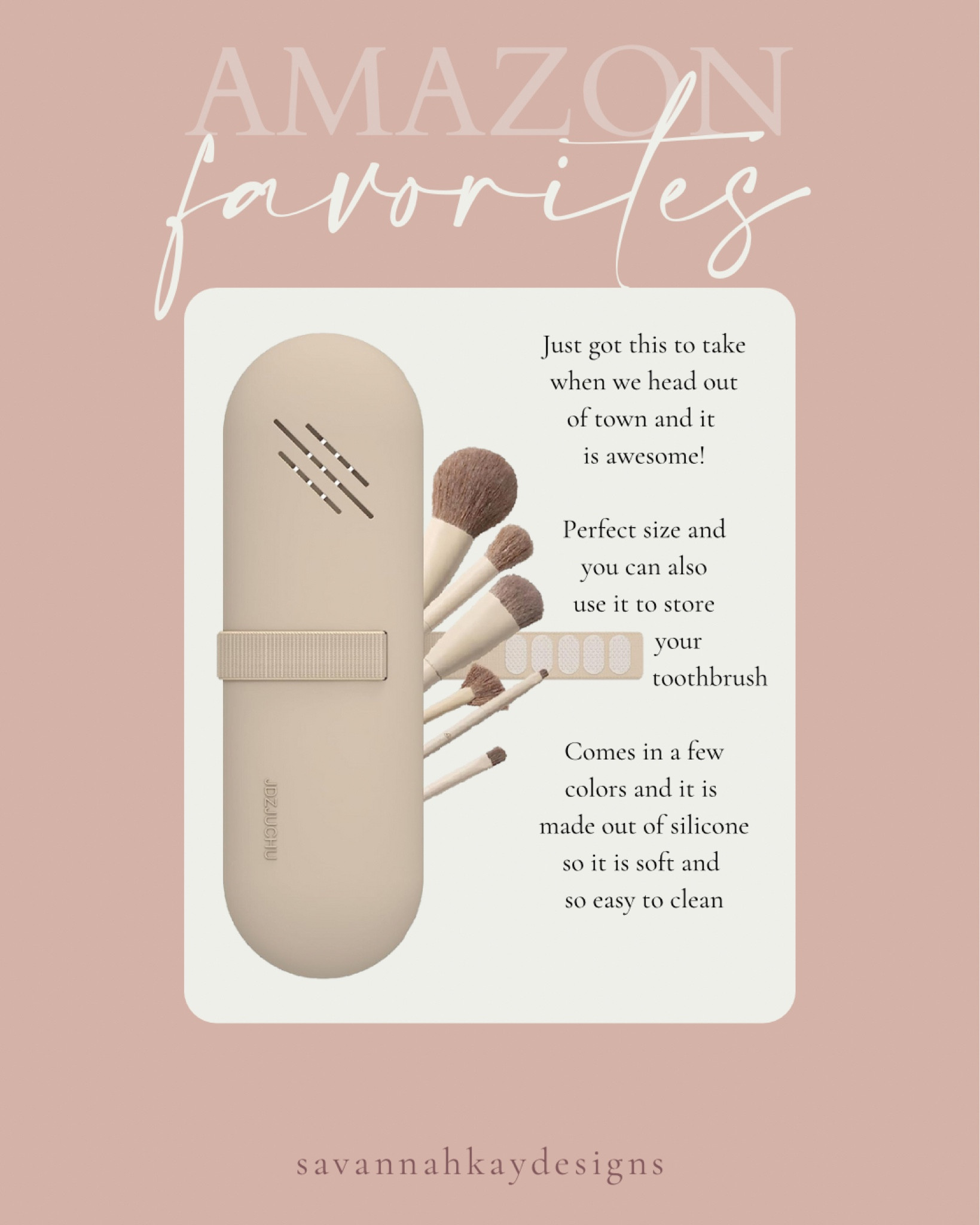 Either makeup brushes or your toothbrush, this silicone case keeps everything together and its slim design is soo good. #travel #organizer #makeupbrush #toothbrush 

#LTKtravel #LTKunder50 #LTKbeauty