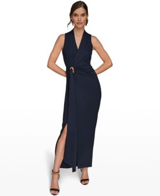 Women's Draped Wrap-effect Gown | Macy's