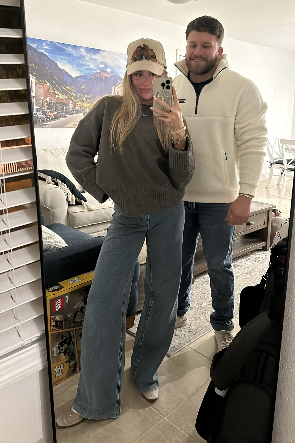 HIS AND HER OUTFIT. Joeys outfit: lululemon License to Train Short-Sleeve Shirt, rag and bone denim jeans, men’s jeans, Rhoback fleece Sherpa jacket pullover. (Rhoback: Link with code attached is https://bit.ly/43IgPot My coupon code: SV-F4B39E0JGH8Y) Sloane’s outfit: Amazon grey size small  ANRABESS Women's Oversized Crewneck Long Sleeve Fuzzy Knit Casual Chunky Warm 2024 Fall Pullover Sweaters Top Trendy Outfits. Good American Jeanius good skate denim wide leg jeans. Amazon DOEYG Mesh Ballet Flats Shoes for Women Leopard Animal Print Mary Jane Flats Shoes Square Toe Dress Casual Comfortable Velvet Ballerina Shoes. Hat is from little bird trucking    

#LTKMens #LTKStyleTip #LTKSeasonal