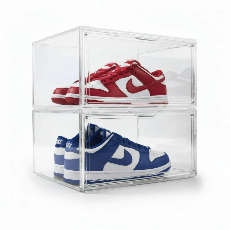 Kicks & Co Clear Shoe Storage Organizer & Shoe Rack Box, Stackable Display Case with Lids, XL, 2 ... | Walmart (US)