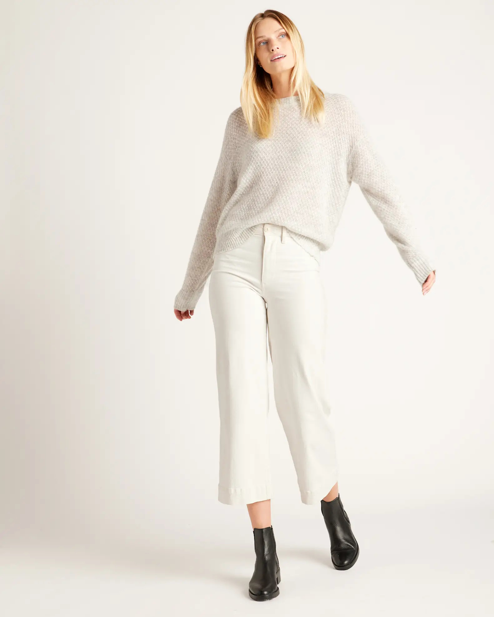 Baby Alpaca-Wool Diamond Stitch Crew | Quince