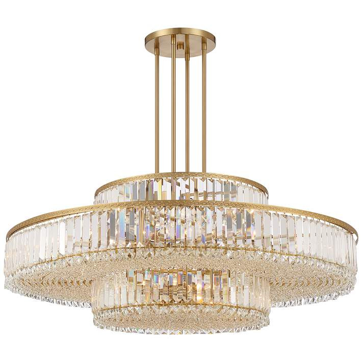 Stiffel Ella 39 3/4" Wide Soft Gold Clear Crystal Pendant - #657K0 | Lamps Plus | Lamps Plus