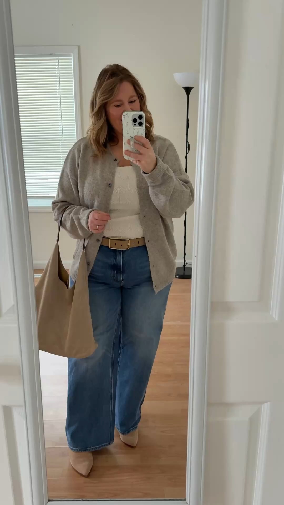 Outfit for church! Wearing a 32 in the 28 inseam in my Quince jeans - could do a 26 inseam for flats.  Cardigan is an XL and tank is a large  

#LTKMidsize #LTKFindsUnder50 #LTKSeasonal