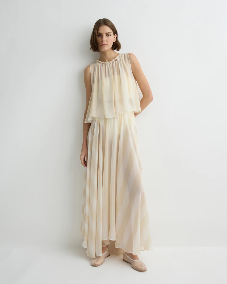 BONDI BORN® | Capri Silk Circle Skirt Ecru Stripe | Skirts | BONDI BORN