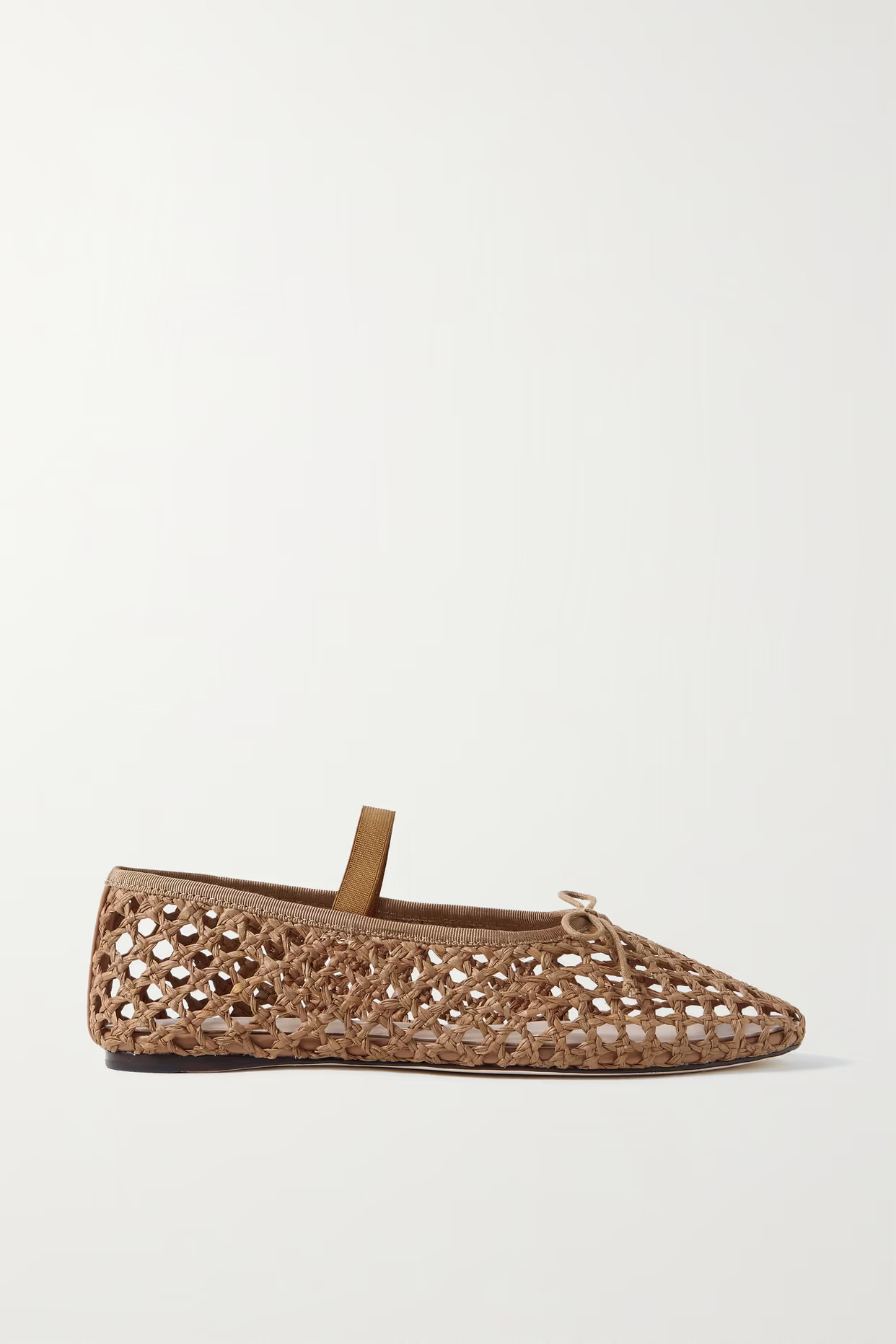 Loeffler Randall - Leonie Grosgrain-trimmed Raffia Mary Jane Ballet Flats - Brown | NET-A-PORTER (US)