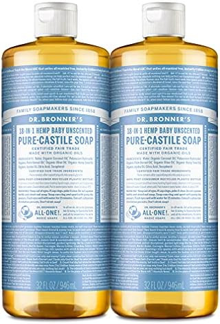 Dr. Bronner’s - Pure-Castile Liquid Soap (Baby Unscented, 32 ounce, 2-Pack) - Made with Organic... | Amazon (US)