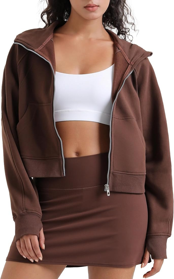 Colorfulkoala Women's Fleece Lined Oversized Hoodies Full-Zip Casual Workout Sweatshirts with Thu... | Amazon (US)