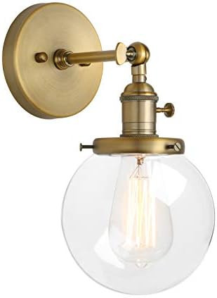 Pathson Industrial Wall Sconce with Round Clear Glass Globe Shade, Vintage Style Wall Lamp Farmho... | Amazon (US)