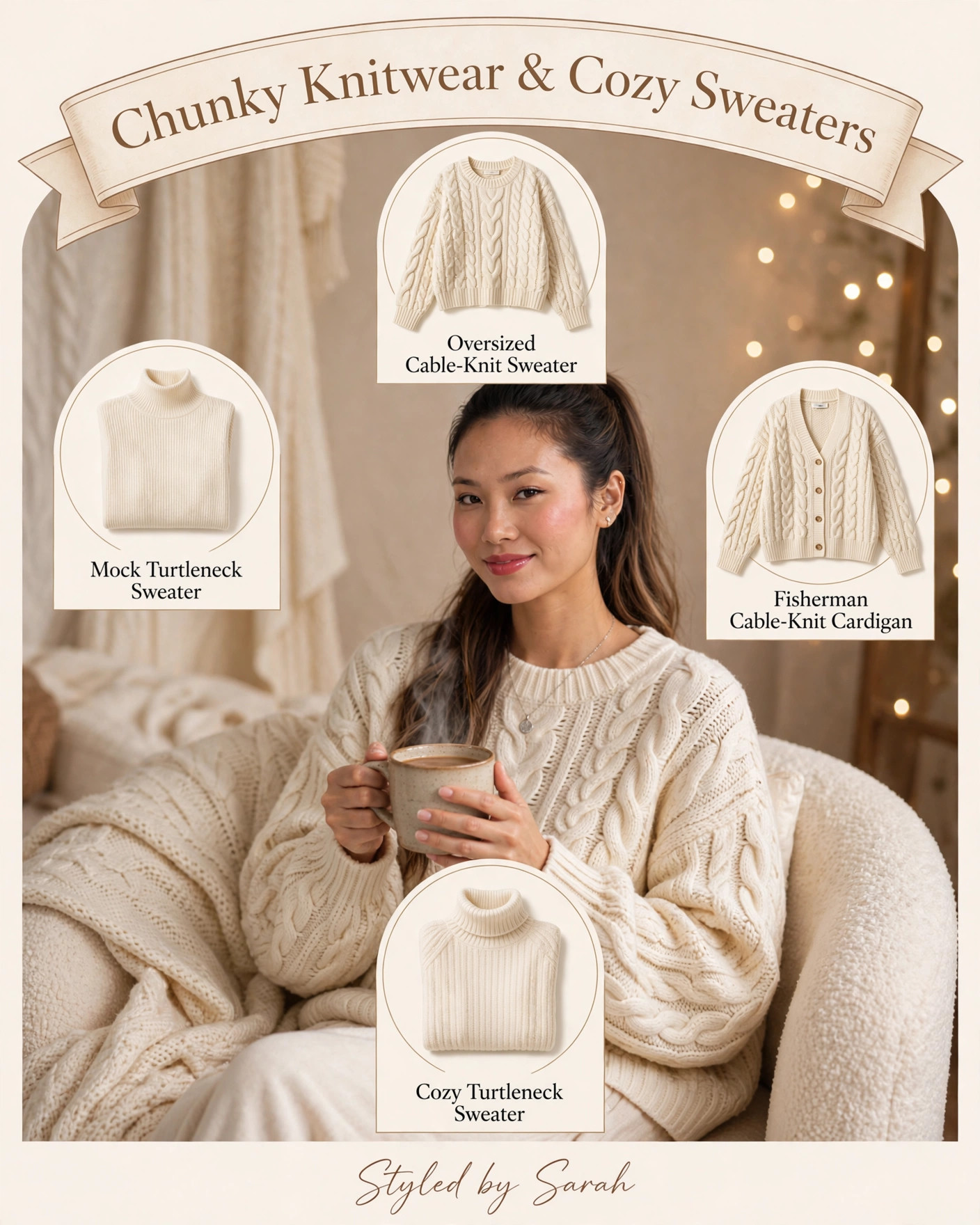 Knitwear 🧶 Oversized cable-knit, fisherman cardigan, cozy turtleneck, and mock neck — all the sweaters for fall. #LTKSeasonal #knitwear #sweaterweather 

 
