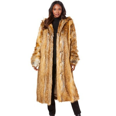 Roaman's Hooded Long Faux Fur Coat - 2X, Fox | Target