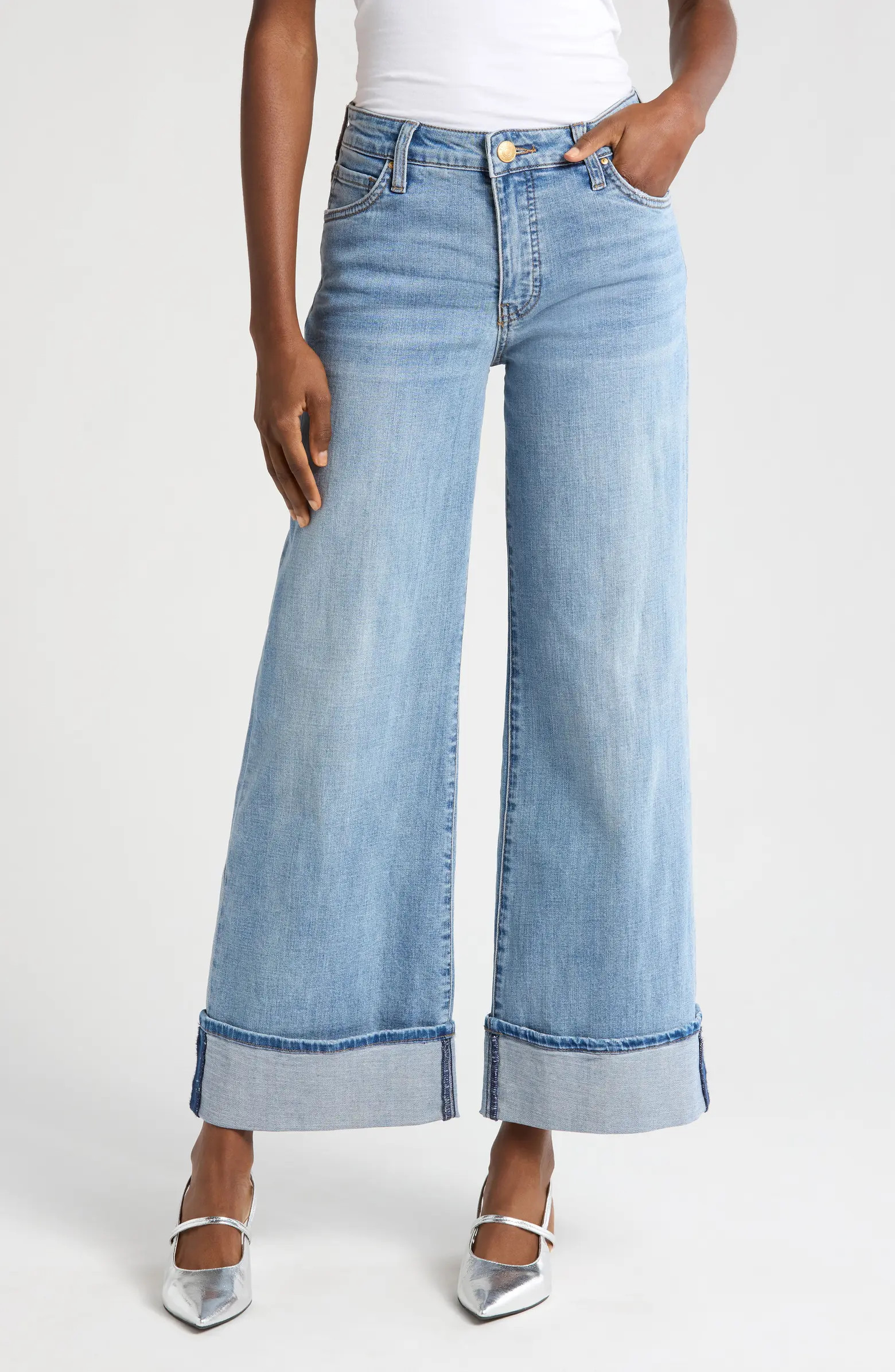 Meg Fab Ab High Waist Cuffed Hem Wide Leg Jeans | Nordstrom
