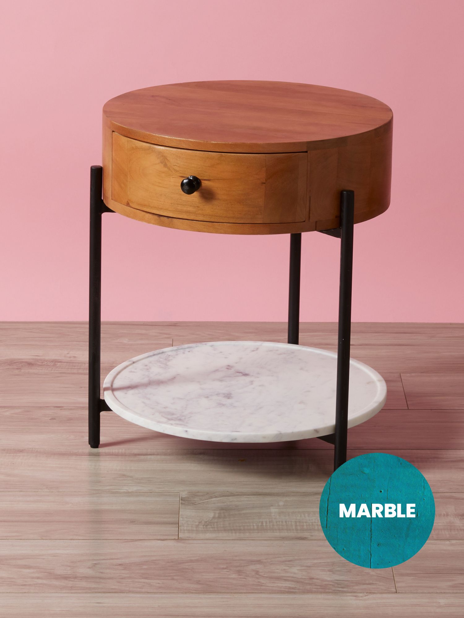 22in 2 Tier Wood And Marble Side Table | Fall Trends | HomeGoods | HomeGoods