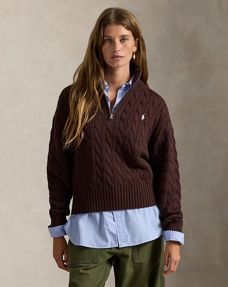 Cable-Knit Cotton Quarter-Zip Jumper | Ralph Lauren (UK)