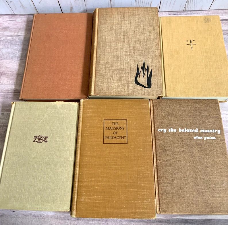 Brown Tan Beige Neutral Vintage Book Decor Bundle Set Shelf Styling Farmhouse Rustic Shabby Decor | Etsy (US)
