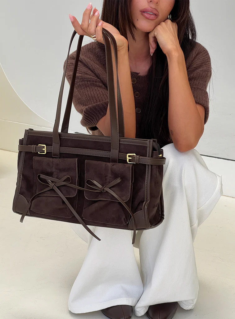 Beaming Bow Detail Shoulder Bag Brown | Princess Polly US
