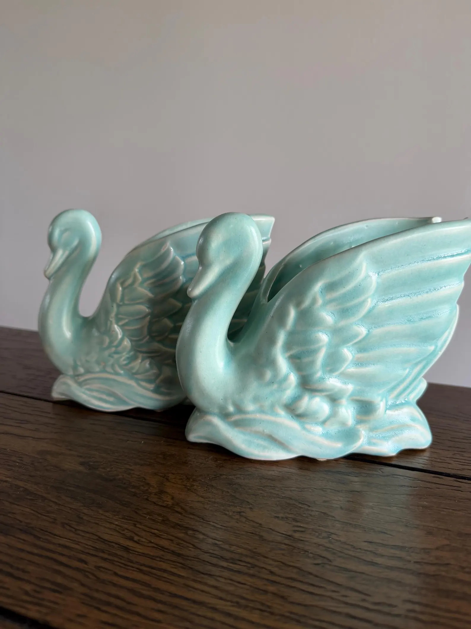 McCoy Pottery Large Swan Planter Turquoise Aqua Vintage 1940's Set Of 2 | Etsy (US)