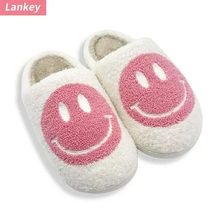 Fuzzy Slippers for Women Men Smiley Face Plush Cotton Couple Slippers Comfort Indoor Outdoor Cozy Tr | Walmart (US)
