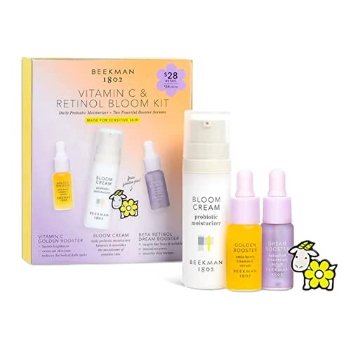 Beekman 1802 Vitamin C Retinol & Resurface Bloom Kit - Daily Moisturizer, Bakuchiol Serum, Golden Booster Serum | Amazon (US)