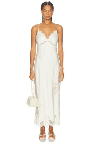 LoveShackFancy Sorone Dress in Ivory - Ivory. Size L (also in M, S). | FWRD 