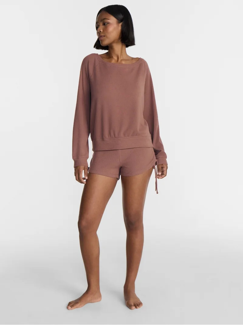 No Boundaries Waffle Knit Sleep Top, Women\u2019s and Women\u2019s Plus XS-2X | Walmart (US)