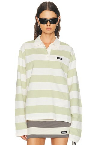 Miu Miu Jersey Righe Top in Green | FWRD 