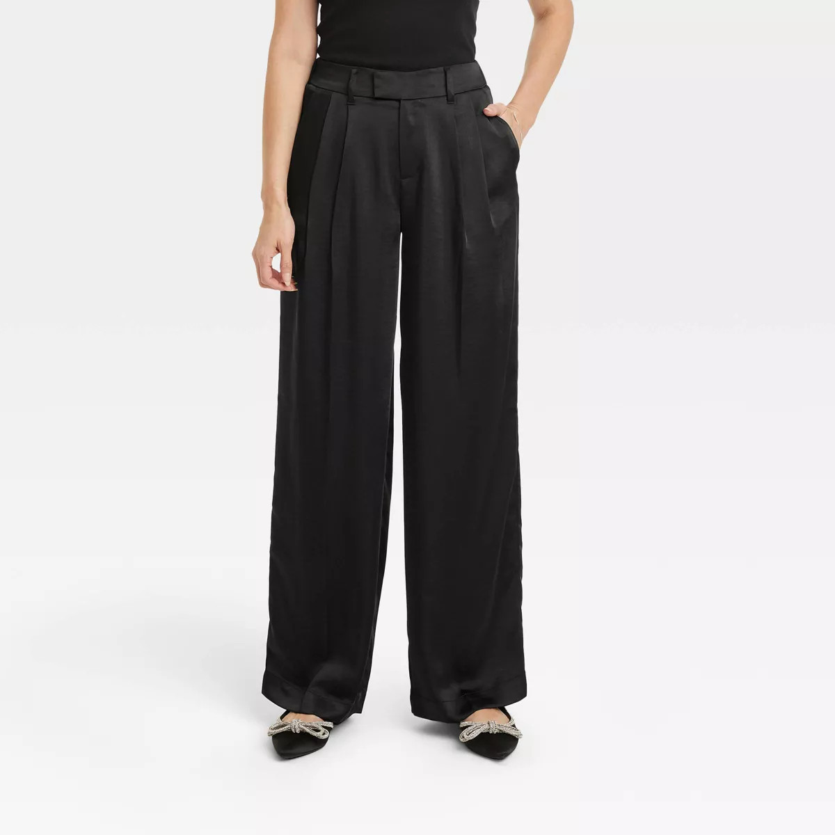 Women's High-Rise Wide Leg Satin Pants - A New Day™ | Target