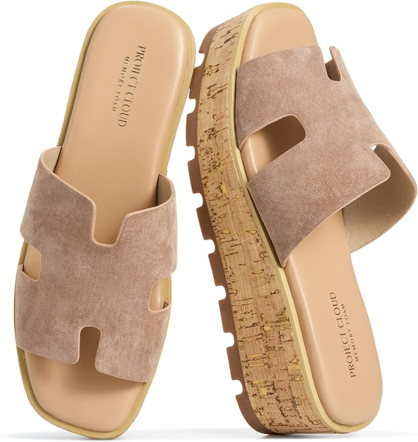 Project Cloud 100% Genuine Leather Wedge Platform Sandals Women Footwear - Memory Foam Insole and... | Amazon (US)