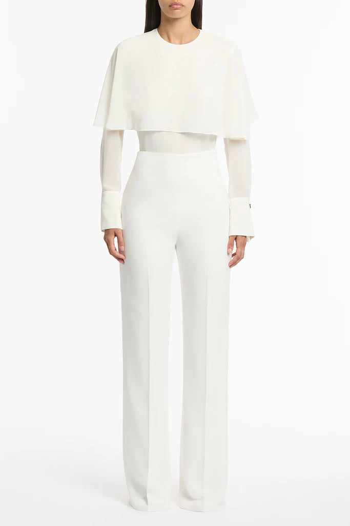 WHITE CREPE WIDE CLASSIC PANT | Carla Zampatti