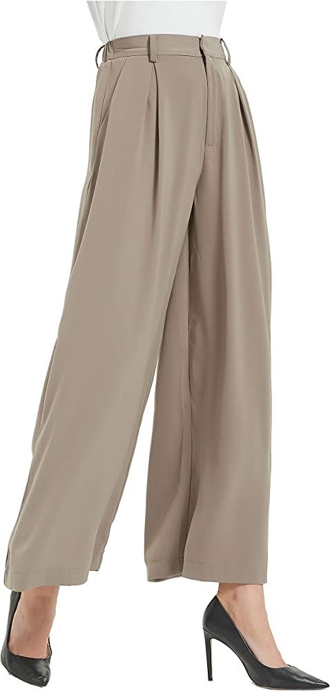 Amazon.com: Tronjori Women High Waist Casual Wide Leg Long Palazzo Pants Trousers Regular Size(M,... | Amazon (US)