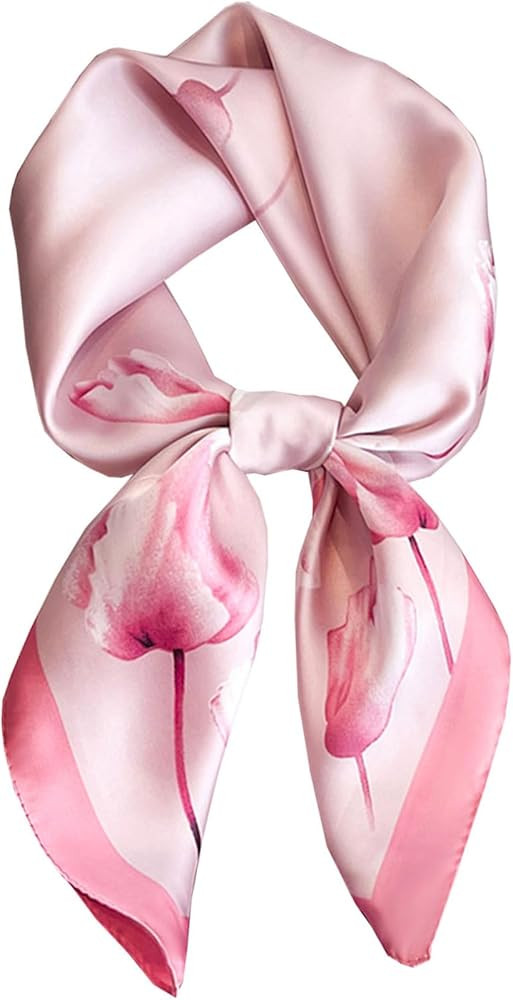 kcctoo Bufanda de seda de morera de 70 cm / 27.5 pulgadas con aspecto de seda para mujer, bufanda... | Amazon (US)
