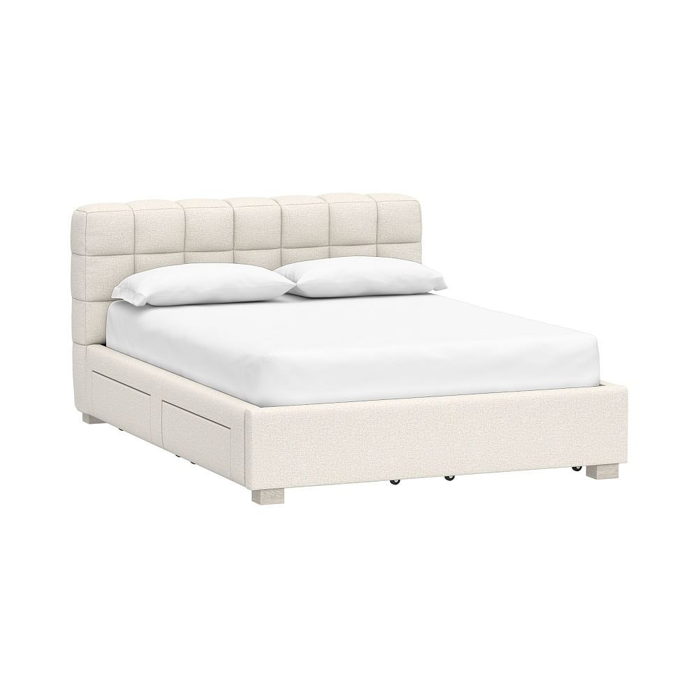 Baldwin Upholstered Storage Bed, Queen, Tweed Ivory | Pottery Barn Teen